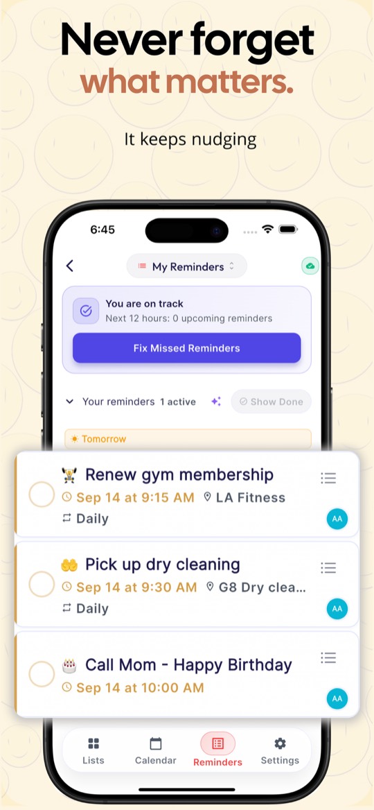 Boon Tools Reminder list with upcoming bills
