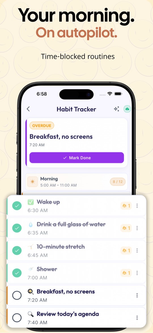 Boon Tools Habit Tracker with a daily routine