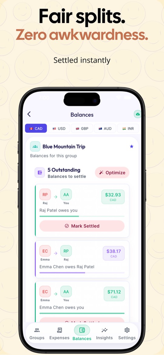 Boon Tools Expense Splitter showing who owes what